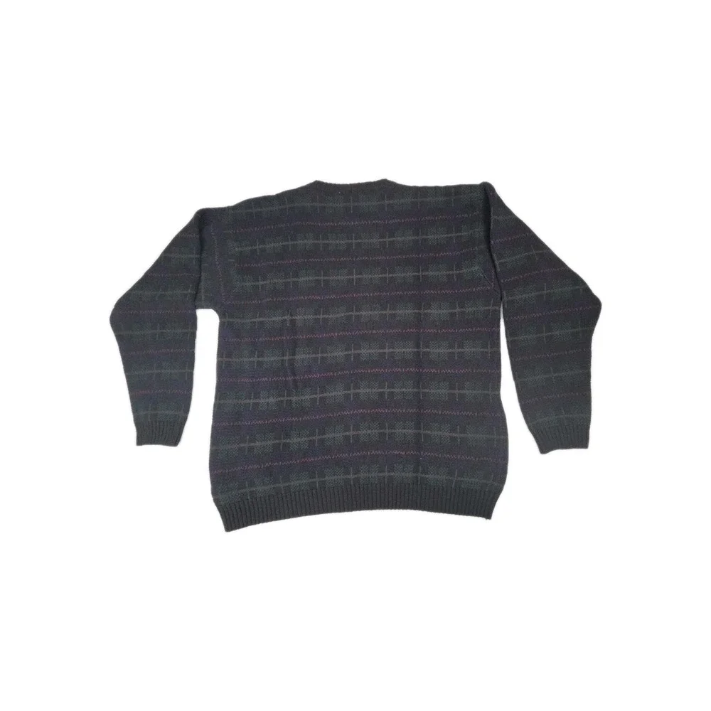 Vintage‎ 90s AKA Eddie Bauer Sweater Geometric Tartan Stripe Cotton XL Tall